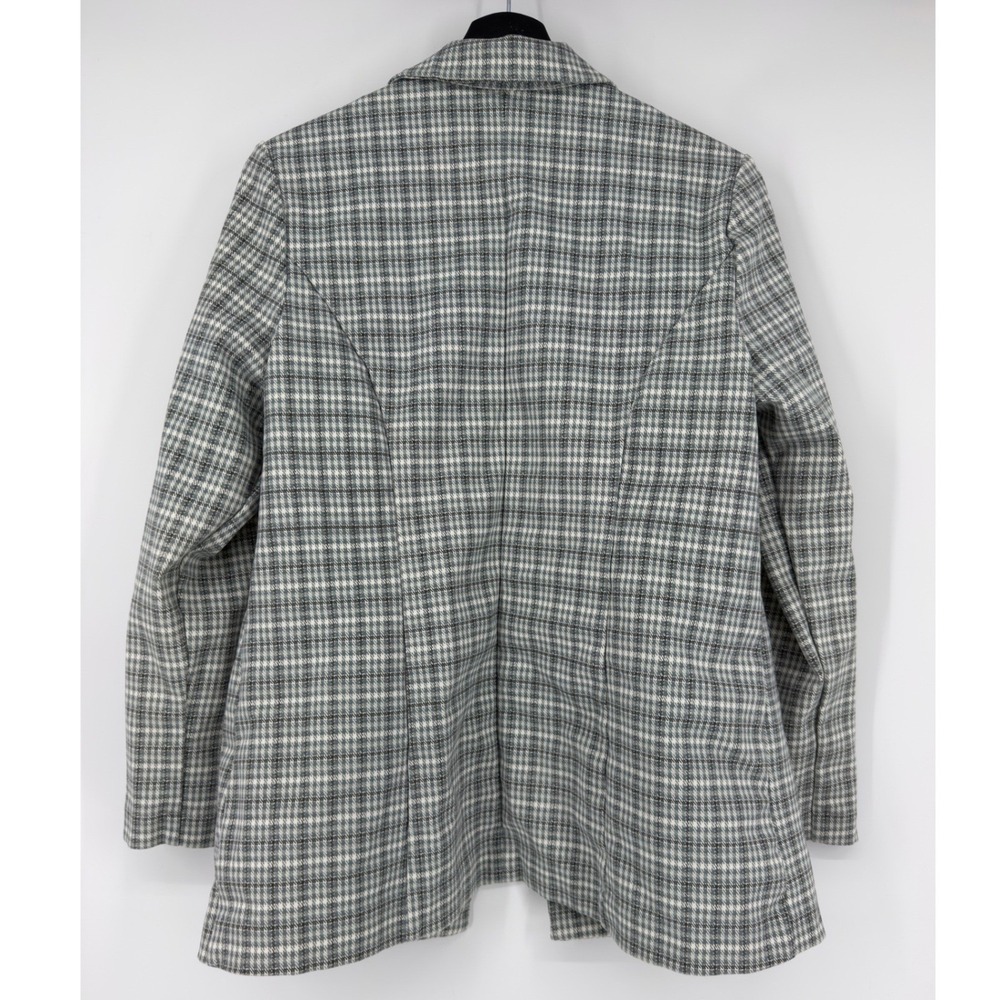 Liverpool Los Angeles Womens Large Plaid Knit Blazer Grey White Houndstooth L - Picture 2 of 7